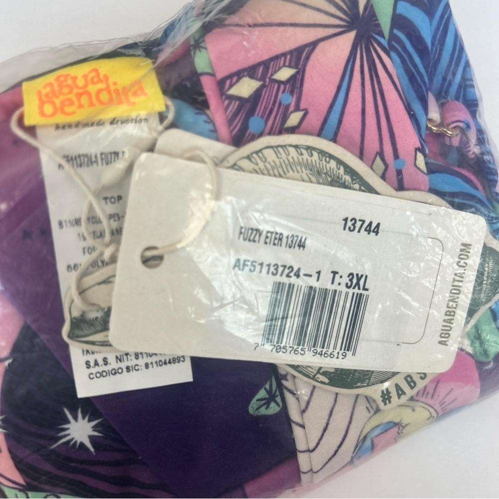 NWT Agua Bendita Fuzzy Eter Bikini Top Pink Celestial Removable Straps Size 3XL - Picture 5 of 7
